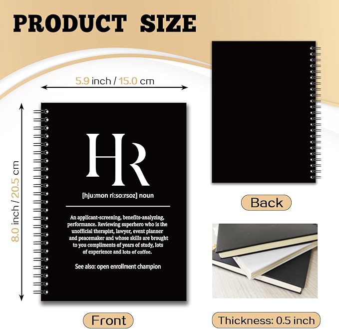 YAZMEEN Human Resources Blank Spiral Notebook(160 Pages) HR Definition Hardcover Sketchbook HR Appreciation Gift Human Resources Notebook Gift Funny Birthday Gift for HR Employee Colleague Manager