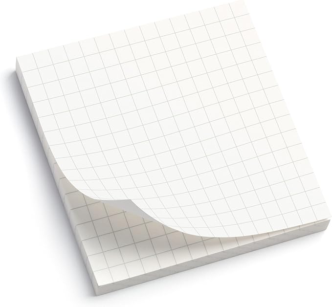 Sticky Notes Graph Paper 12pk | 3x3 Inch Small Self Stick Notepads for Desk and School Supplies