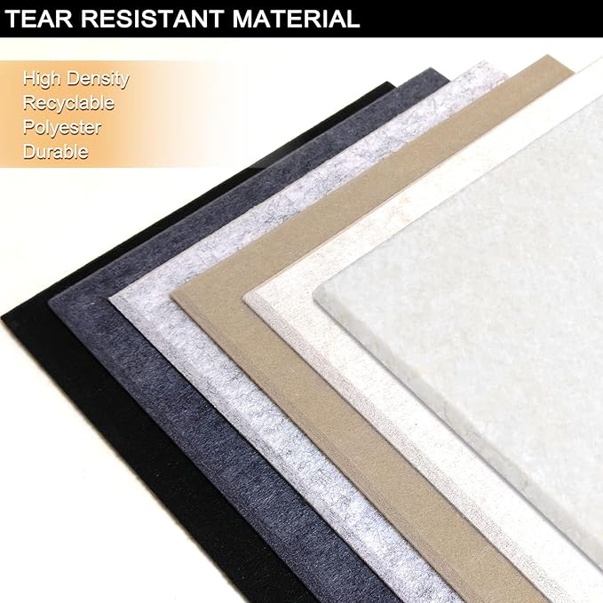 Large Cork Board Alternative for Walls, 47"x35" 12 Pack Felt Wall Tiles Bulletin Board with 30 Push Pins, Sticky Notes, Cork Boards for Office Pin Board Tack Board Felt Boards (Dark Grey)