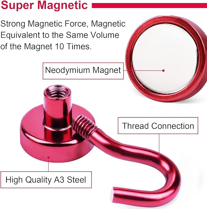 DIYMAG Magnetic Hooks, 30Lbs Strong Heavy Duty Cruise Magnet S-Hooks for Classroom, Fridge, Hanging, Cabins, Grill, Kitchen, Garage, Workplace and Office etc, (15 Pack-Red)