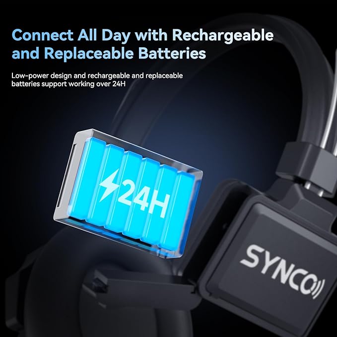 SYNCO XTalk XPro Wireless Intercom Headset with Antenna Enhanced Signal Reception 2.4GHz Full Duplex Random Master Device Design for Team Communication Headset (Xpro1 One User)