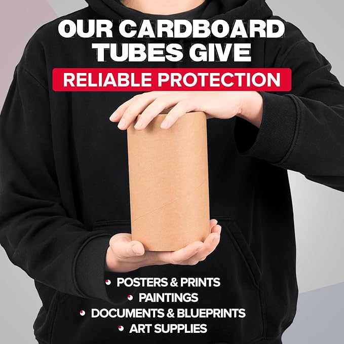 4" x 6" Reinforced Kraft Paper Mailing Tube, Pack of 1 Tube with 2 Caps – Secure USPS Approved Poster Tube – Cardboard Tube for Shipping and Storing Posters, Prints, Artwork, or Documents