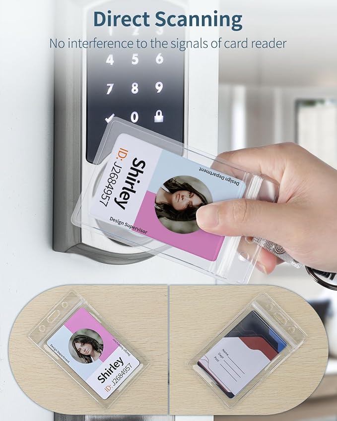 Uniclife 12 Pack Vertical ID Card Badge Holder Waterproof Clear Card Sleeve Case Cover Heavy Duty Card Protector Pouch with Resealable Zip for Proximity Key Card Driver’s License and Credit Card
