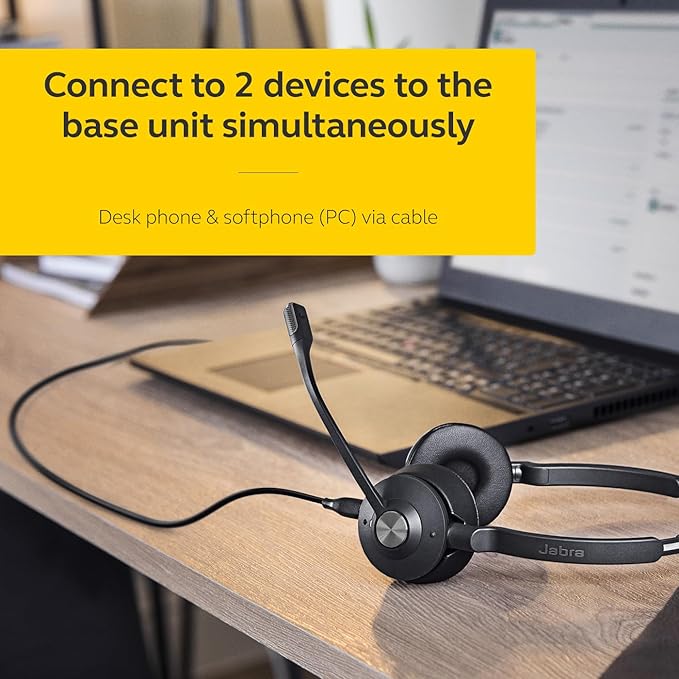 Jabra Engage 65 SE (Second Edition) Wireless Headset, Dual-Ear – Telephone Headset with Industry-Leading Wireless Performance, Advanced Noise-Cancelling Microphone, All Day Battery Life - Black