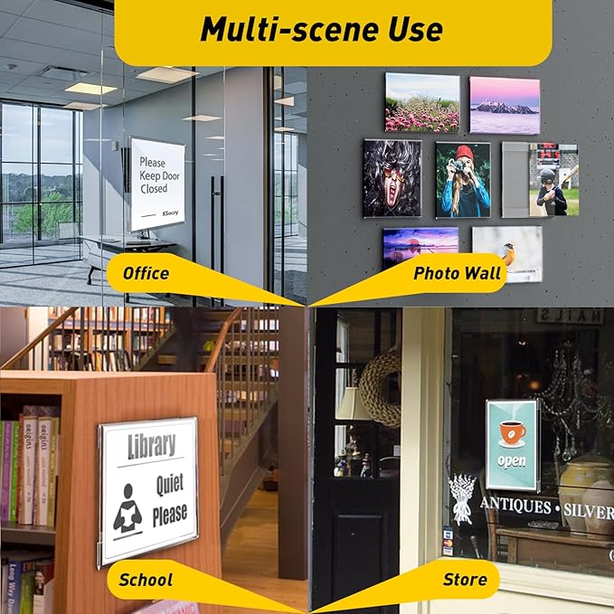 20 Pcs Acrylic Sign Holder 11 x 8.5, Horizontal Wall Mount Sign Holders with 3M Adhesive, Clear Plastic Frames Paper Display Sign Holders for Office, Home, Store, Restaurant - No Drilling