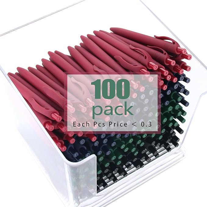 deegtran Pens Bulk, 200 Pack No Bleed Hot Pink Barrel Click Pens, Wholesale Retractable Ballpoint Pens, Pens Medium Point, Smooth Ink Pens, 1.0MM Black Ink
