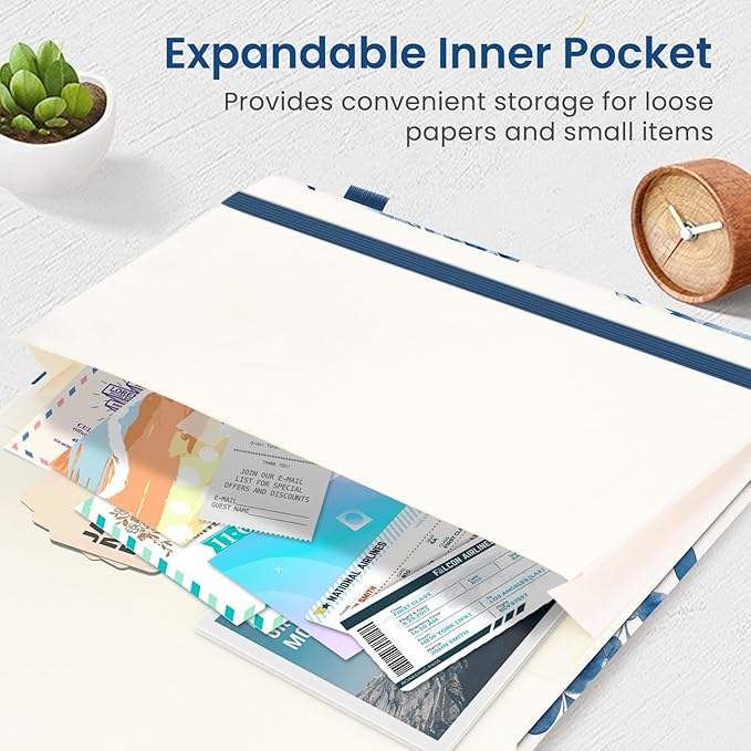 Bullet Dotted Journal Notebook for Women & Men, Hardcover Leather Journal for Writing, A5 Bullet Journaling Notebook for Work & Sketching, Perfect for Office School Home Supplies, 160 Pages, Watercolor Petal