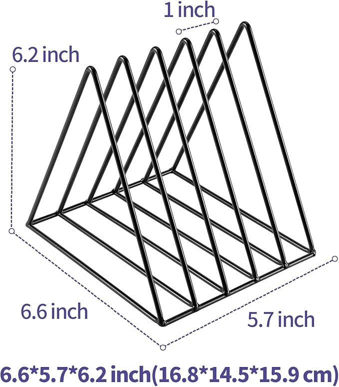 Goiio 2 Pcs Triangle File Holder, 5 Slot Metal Magazine Holder, for Office Home, Black