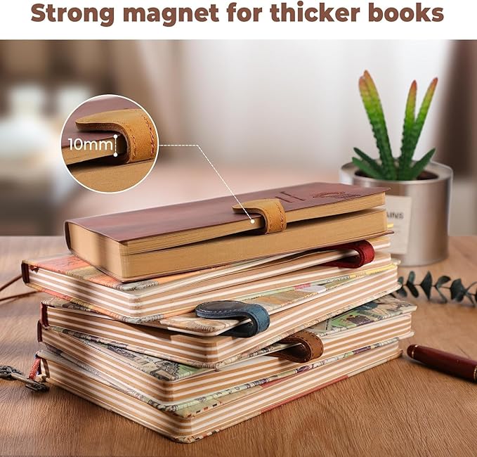Personalized Magnetic Leather Bookmark, 26 Letters Custom Leather Bookmarks, Handmade, Leather Magnetic Bookmark for Book Lovers Readers Women Kid(Red,Z)