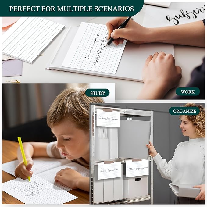 4x6 Note Cards White Index Cards, 300 Count Ruled Index Cards 4x6 in, Lined Notecards Flash Cards Study for School, Lined Note Index Card, Lined on Front, Blank on Back Card Stock 4 x 6, White