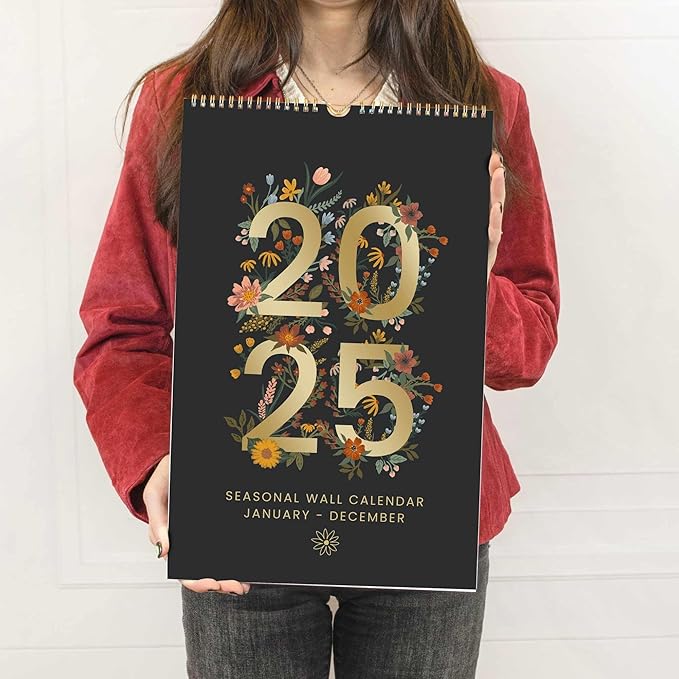 bloom daily planners 2025 Calendar Year Monthly Hanging Wall Calendar (January 2025 through December 2025) - Large 11” x 17” - Seasonal
