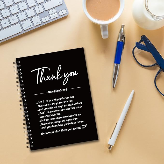 YAZMEEN Thank You Blank Spiral Notebook(160 Pages) Thank You Gift Hardcover Sketchbook Employee Appreciation Gift Coworker Leaving Gift Funny Notebook Gift for Work Bestie Colleague Teacher Friend