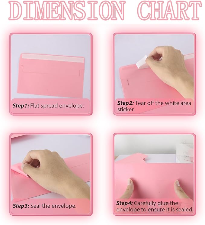 50 Packs 5x7 Envelopes,Pink A7 Envelopes,5x7 Envelopes for Invitations,Envelopes Self Seal for Weddings,Greeting Cards, Mailing, Invitations, Photos, Postcards,Printable Invitation Envelopes