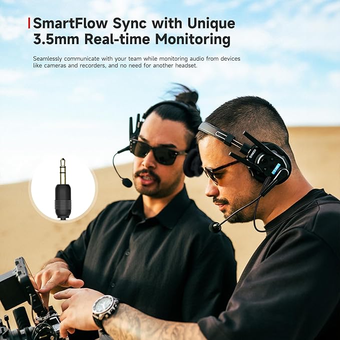 SYNCO XTalk XMax2 Dual-Ear Design Wireless Intercom Headset System Support 2.4GHz 2-Person Team Communication,Dual-mic AI Noise Cancellation,500M/1640FT Real-time Monitoring