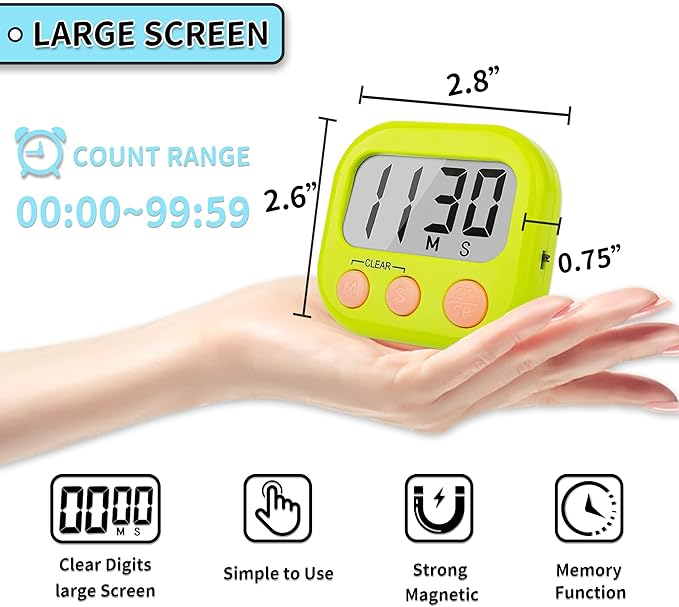 Classroom Timers for Teachers Kids Large Magnetic Digital Timer 24 Pack-Blue Green