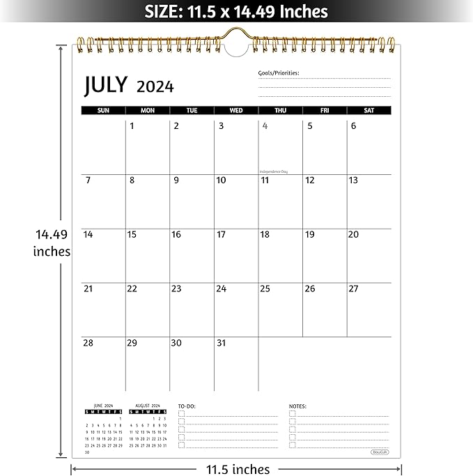 Wall Calendar 2025 β Calendar 2025 Wall, 12 Monthly Calendar, Jan 2024 - Dec 2025, 11.5 x 14.5 In, 2025 Calendar with Large Blocks, Thick Paper, Holidays, To-do οΌ Notes, Great for Organizing