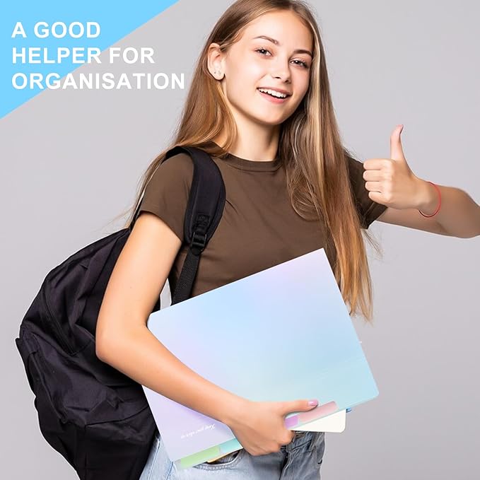 Ddaowanx Expanding File Folder, Letter A4 Size Accordion Plastic File Organizer, 5 Pocket Folders for Documents, Aesthetic Folder with Labels, Paper Organizer for School Office Supplies (Aurora Blue)