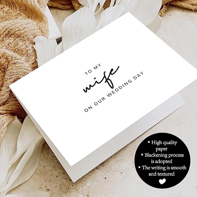 Set of 2 Wedding Cards for Husband and Wife with Matching Envelopes, To My Husband on our Wedding Day Card, To My Wife on our Wedding Day Card. (Husband/Wife B)