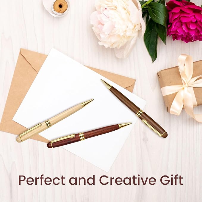 Cambond Ballpoint Pens Metal Pen - Wood Pen with Gift Box Fancy Pens Christmas Gift Nice Pens Set for Men Women Employee Journaling Executive Black Ink 1.0mm, 3 Pens with 3 Extra Refills