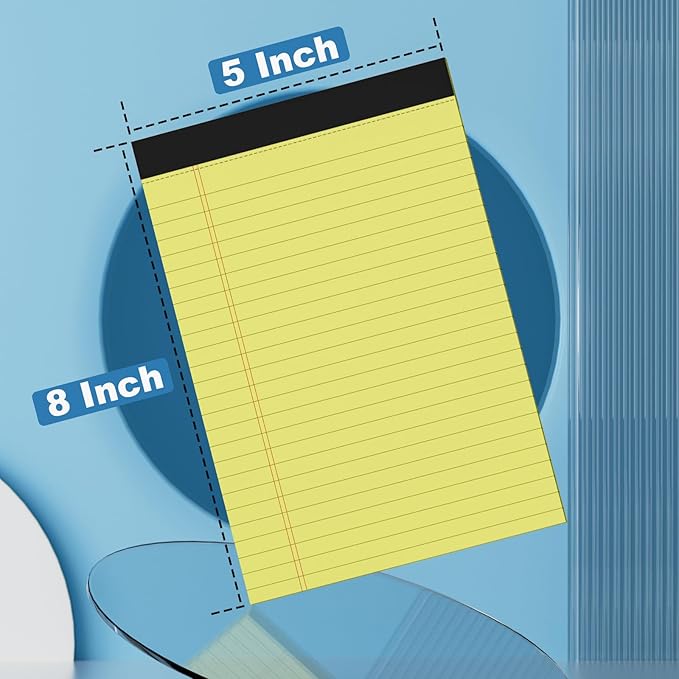 Legal Pads 5 x 8 inch - 8 Pack Yellow Note Pads, 30 Sheets per Notepad, College Ruled Legal Pads, Pads of Paper Writing Pad - Ideal for Office, School or Home Use