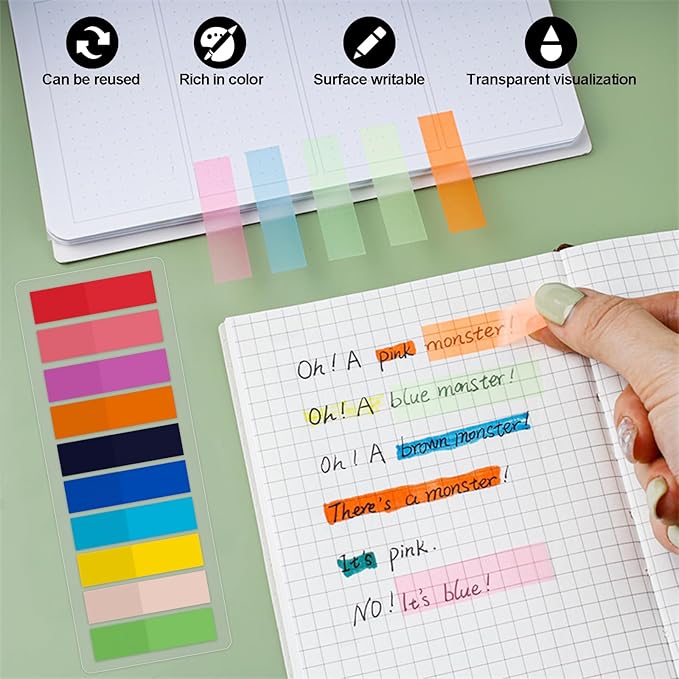 Sticky Tabs 2400 pcs Book Tabs for Page Markers,Morandi Sticky Note Tabs Page Markers for Notebooks,Book Markers,Colorful Book Tabs, Annotation supplies,Transparent Sticky Tabs for Books,Post It Notes