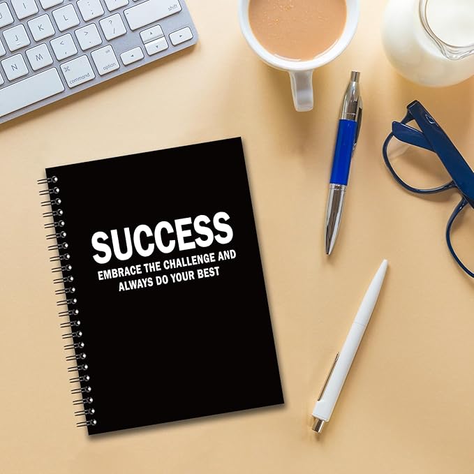 YAZMEEN Success Definition Blank Spiral Notebook(160 Pages) Embrace The Challenge and Always Do Your Best Hardcover Sketchbook Funny Inspirational Notebook Gifts for Colleague Boss Leader Supervisor