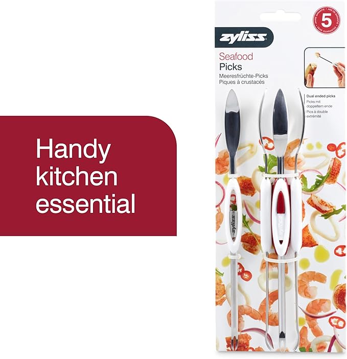 Zyliss Seafood Picks - Seafood Spoon & Fork - Stainless Steel Utensils - Dual-Ended Picks & Seafood Tools - Kitchen Tool & Gadget - Dishwasher Safe - Stainless Steel