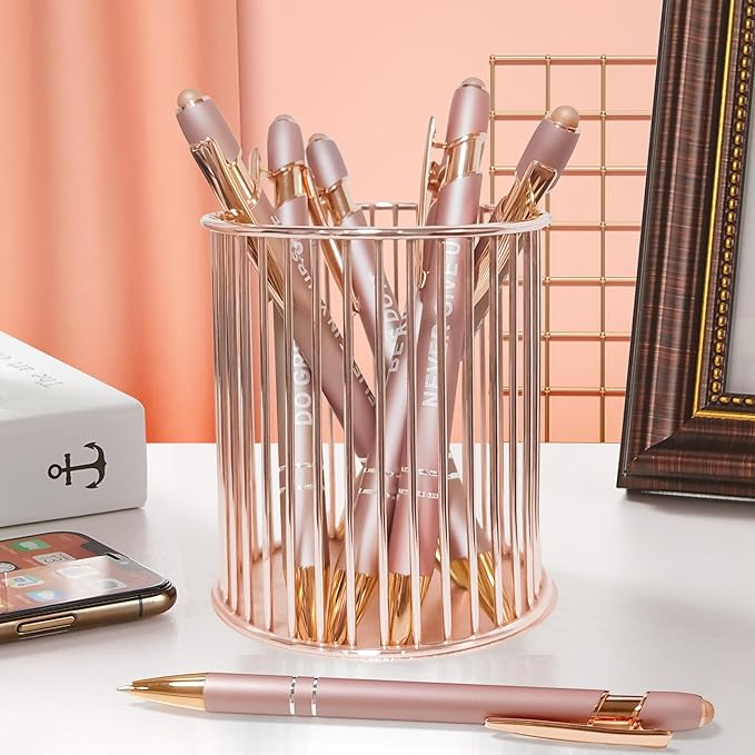 Stylus Pens for Touch Screens, 6 Pack Rose Gold Inspirational Pens, 1.0mm Medium Point BallPoint Pens, Cute Pens Nurse Gifts Office Supplies for Women (Motivational, 6 Pcs Rose Gold)