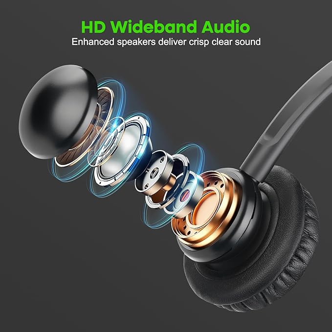 MAIRDI Telephone Headset with Microphone Noise Canceling, Binaural Call Center Office Headphone with RJ9 Jack & 3.5mm Connector for Landline Phone Cell Phone PC Laptop, Work for Polycom Avaya Nortel
