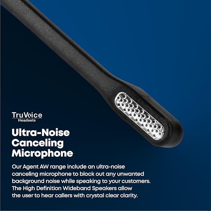 TruVoice Agent AW30 Wireless Headset with Extended Range DECT Wireless USB Dongle I Range of up to 350ft I Noise Canceling Microphone and HD Audio I Compatible with All Computers and Softphones.