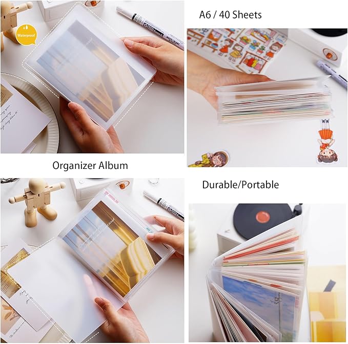 Doraking A6 Storage Folder, Sticker Collecting Album Organization Sheets Book Accessories for Labels Storage Planner Stickers Organizers Collector Recipe Cards Back to School Gifts