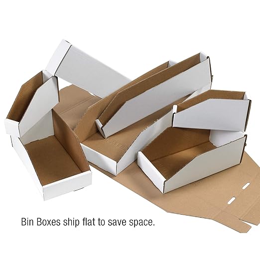 Partners Brand PBINBWZ218 Open Top Bin Boxes, 2" x 18" x 4 1/2", Oyster White (Pack of 50)