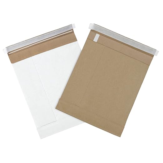 Aviditi White Self-Seal Padded Mailers, 9 1/2" x 14 1/2", Peel and Seal Closure, Fiber Cushioned Envelopes for Protecting Items During Shipping and Mailing, Case of 25