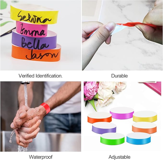 3500Pcs Paper Bracelets for Events, Waterproof Colored Wristbands Paper Wristbands Neon Party Wristbands Identification Wristbands for Events Music Festivals Concerts Exhibitions(7 Colors)