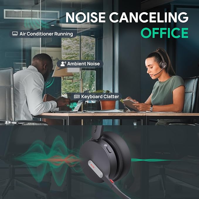 Yealink BH70 Teams Wireless Headset with Mic, Bluetooth Headsets for Work, Long Battery Life of 35h Talking, 147g Lightweight for All-Day Wearing, with 3 Noise Cancelling Microphone for Clear Calls
