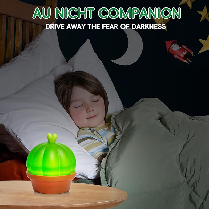 Cute Desk Lamp for Kids, Cactus Small Desk Lamps with Dimmable Touch,Rechargeable Kawaii Desk Lamp Nursery Night Lights, Desk Accessories Kawaii Room Decor for Kid Gifts (Green Cactus Lamp)