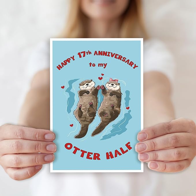 Romantic 17th Anniversary Cards for Women Men,17th Wedding Anniversary Card Gift for Husband Wife,17 Year Anniversary Card for Her