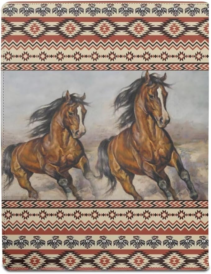 Cozeyat Padfolio with Clipboard for Men PU Leather Notepad Holder Legal Pad Holder Notebook Holder Ethnic Horse Design Padfolio - Business Gift