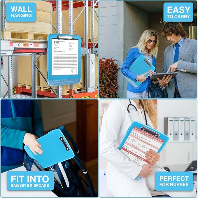 Sooez Clipboard with Storage, High Capacity Nursing Clipboards with Pen Holder, Heavy Duty Plastic Storage Clipboard with Low Profile Clip, Clipboard Folder, Teacher Must Haves, Office Supplies
