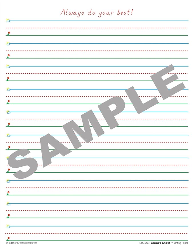 Teacher Created Resources Smart Start 1-2 Writing Paper: 100 Sheets, TCR76531, White