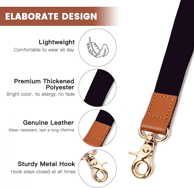 XCHIN Lanyards for Keys, Wrist Strap Lanyards, Black Keychain Lanyard for Women Men, Cool Long Lanyards & Cute Short Lanyards