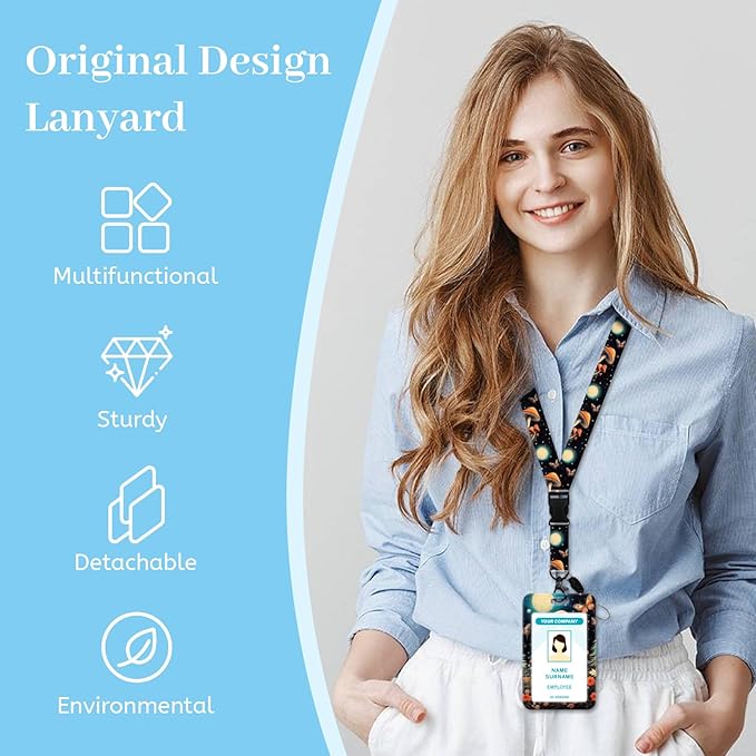 Lanyards for Id Badges, Mushroom Badge Holder with Retractable Reel Clip, Cute Work Name Tags Keychain Lanyard ID Card Protector Cover Case for Women Teacher Nurse Nursing Doctor Office