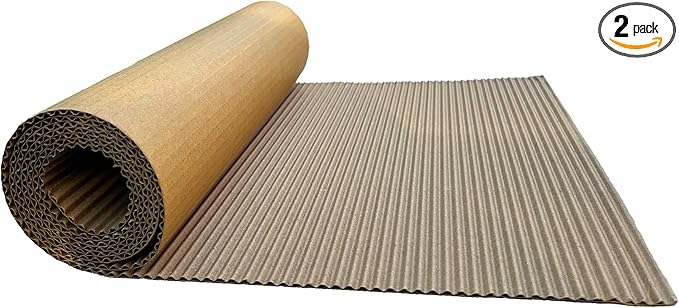 (14 x 144in)Brown Single Face Corrugated B Flute Cardboard Roll Shipping Corrugated Roll Paper Corrugated Wrap for Packing, Storage, Shipping, DIY(2rolls Each roll14x 72in)