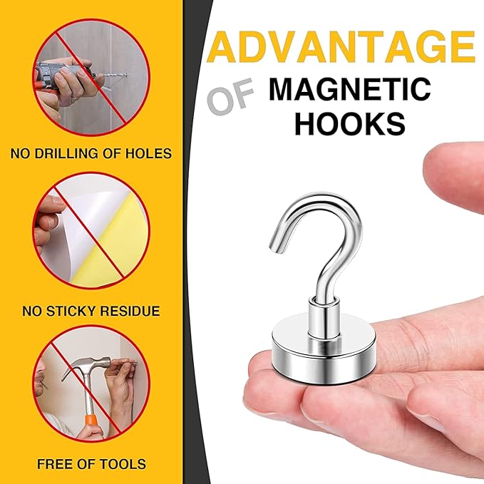 DIYMAG Magnetic Hooks, 30Lbs Strong Heavy Duty Cruise Magnet S-Hooks for Classroom, Fridge, Hanging, Cabins, Grill, Kitchen, Garage, Workplace and Office etc, (500 Pack-Silver),Screw in Hooks