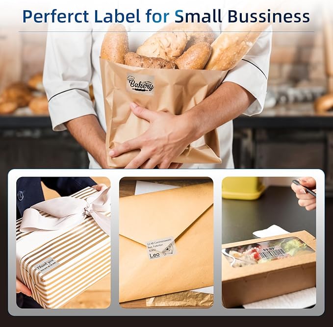 Phomemo Transparent Thermal Labels for M110/M120/M220/M150/M250 Label Maker, Self-Adhesive Thermal Label 1.57"x1.18"(40x30mm), 230 Labels/Roll, for Barcode, Address, Bussiness and Home Use, Sliver
