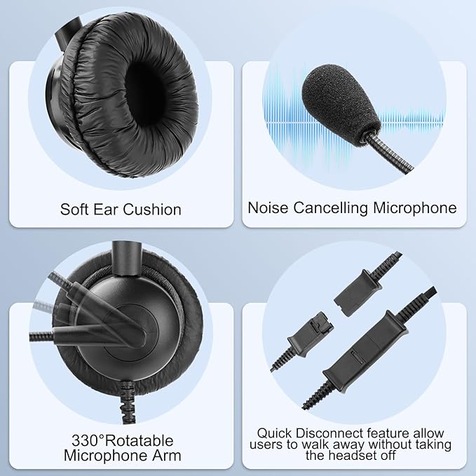 MKJ Headset for Cisco Phones Dual Ear Landline Headset with Noise Cancelling Microphone for Cisco Telephone CP-7821 7841 7941G 7942G 7945G 7960 7961G 7962G 7965G 7971G 7975G 8841 8865 9971