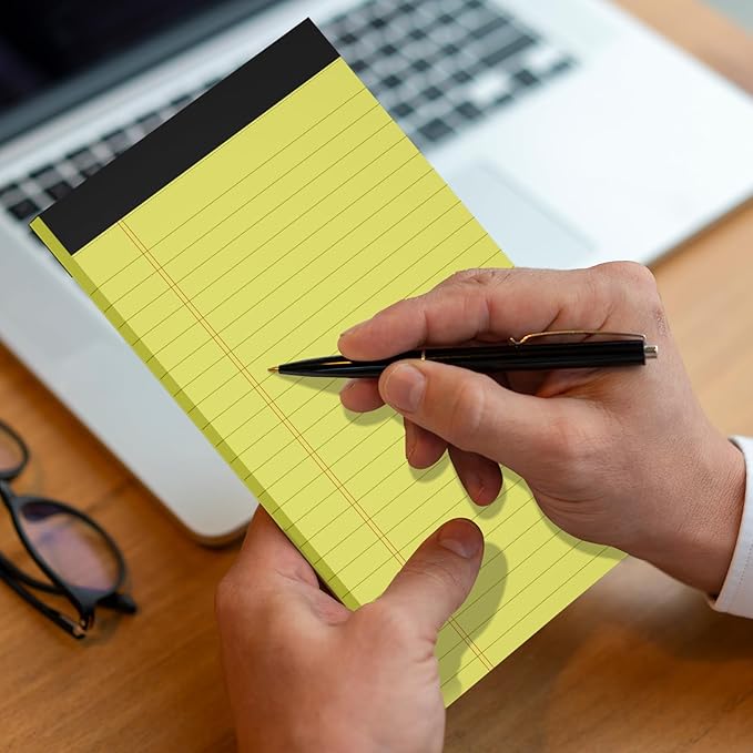 Legal Pads 5 x 8 inch - 8 Pack Yellow Note Pads, 30 Sheets per Notepad, College Ruled Legal Pads, Pads of Paper Writing Pad - Ideal for Office, School or Home Use