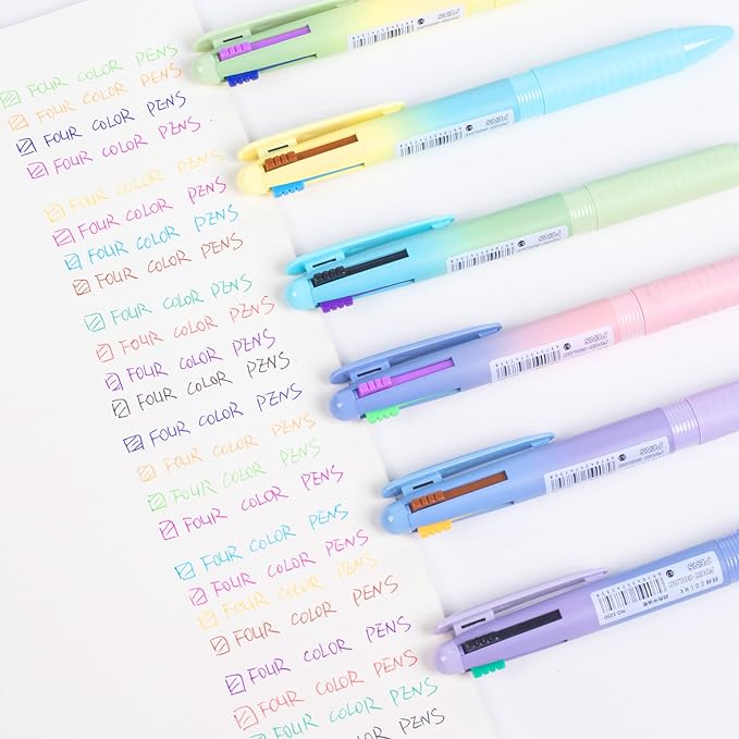 COLNK 4 Colors Ballpoint Pens in 1,Multicolor Ballpoint Pen Assorted Ink Colors,4-in-1 Colored Pens 0.7 Ballpoint for Journaling and Organizing,3 Counts-12 ink colors