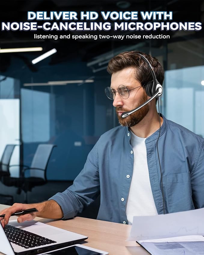 Wantek Corded Telephone Headset Mono w/Noise Canceling Mic for Avaya Aastra Allworx Adtran Alcatel Lucent AltiGen Comdial Digium Gigaset InterTel Mitel Plantronics MiVoice Landline Deskphones