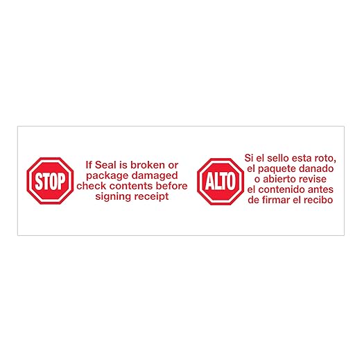 Aviditi Tape Logic 2 Inch x 110 Yard 2.2 Mil Red/White, Heavy Duty Packing Tape,"Stop/Alto" 6 Pack, Perfect for Packing, Shipping, Moving, Home and Office, "Stop/Alto" (T902P136PK)
